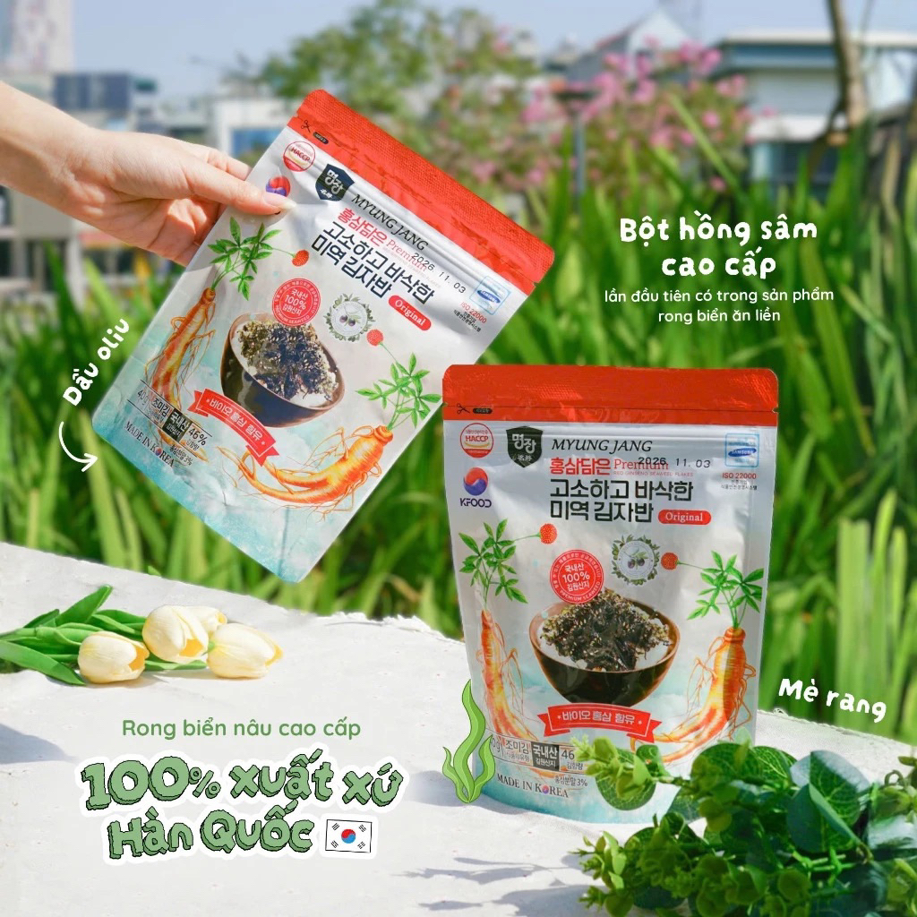 Rong Biển Hồng Sâm MYUNG JANG Hàn Quốc Gói 40g Date T11/26