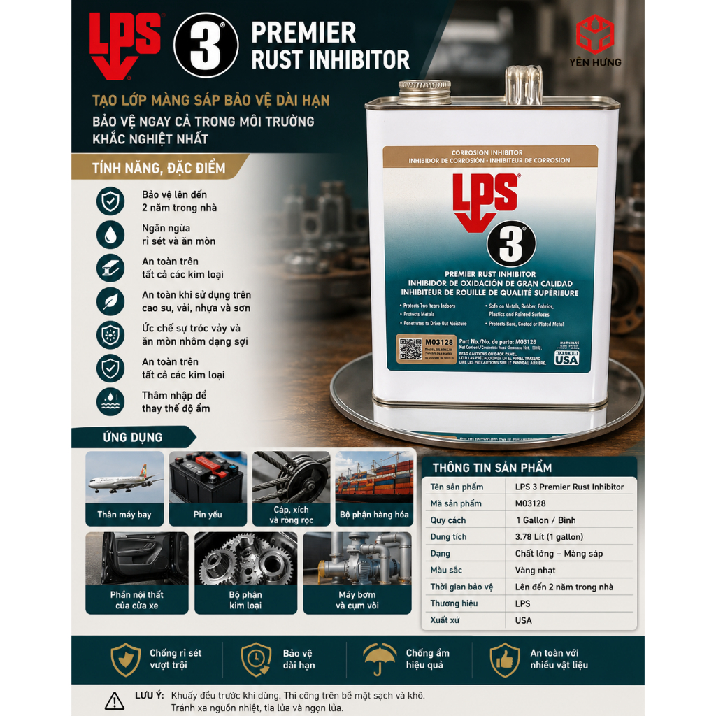 LPS 3 Premier Rust Inhibitor M03128 1 Gallon – Chất Chống Rỉ Màng Sáp Bảo Vệ Kim Loại Dài Hạn