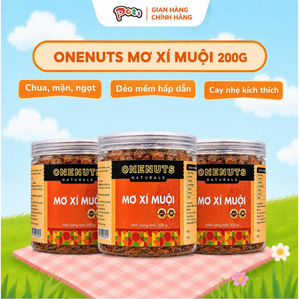 ONENUTS Mơ Xí Muội 200g – Chua Ngọt Đậm Đà, Thơm Ngon Khó Cưỡng – Posi Snack Store