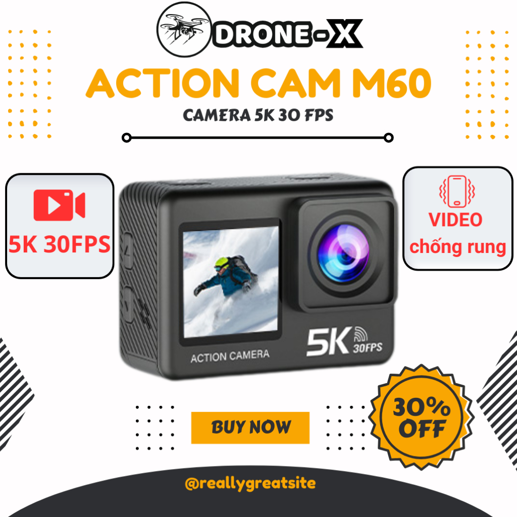 Action cam M60TR, Video 5k 30FPS, 4K 60FPS, Có Khả Năng Chống Nước Chống Rung, Camera Hành Trình