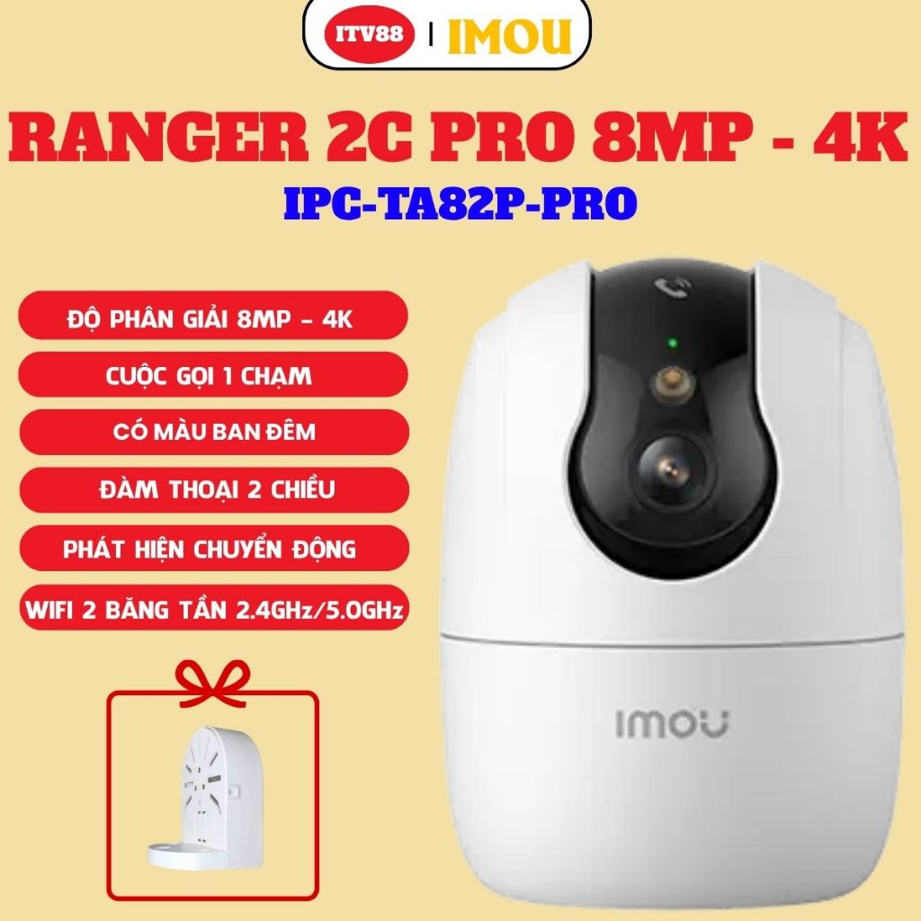 [4K SIÊU NÉT] CAMERA TRONG NHÀ IMOU RANGER 2C PRO 8MP - IPC-TA82P-PRO - GHI HÌNH 4K, CÓ MÀU BAN ĐÊM