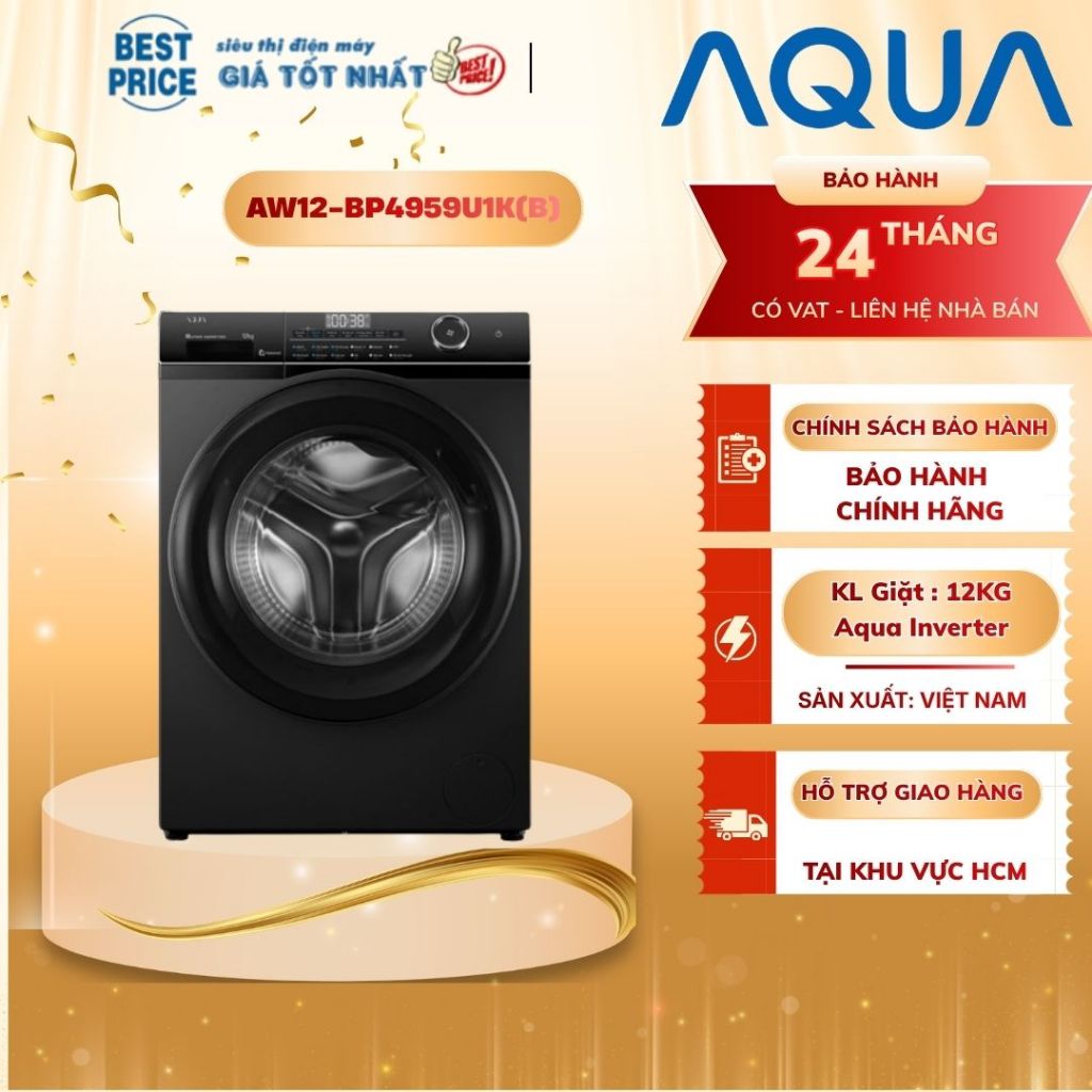 AW12-BP4959U1K(B) - Máy giặt Aqua Inverter 12 kg AW12-BP4959U1K(B) - Hàng chính hãng