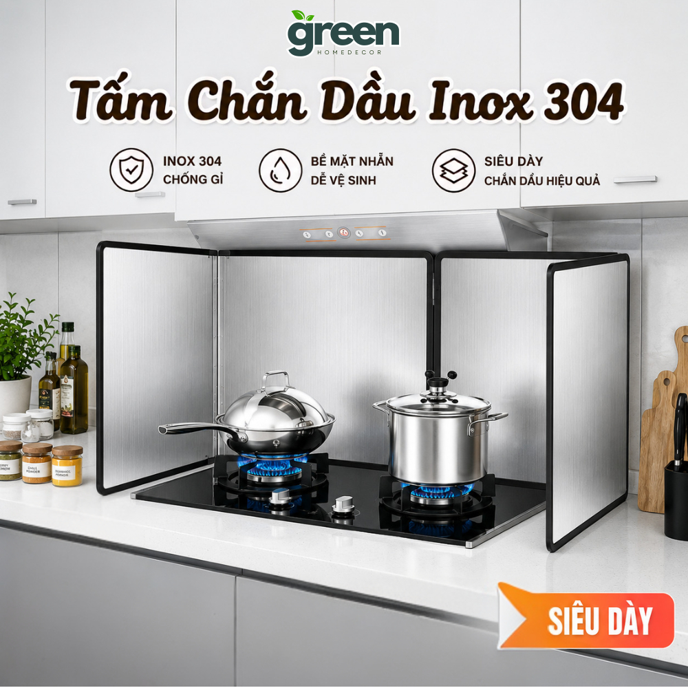 Tấm Chắn Dầu Mỡ Inox 304 Gấp Gọn, Tấm Chắn Bắn Dầu Nhà Bếp, Chắn Gió Bếp Gas Chống Bám Bẩn Hiệu Quả