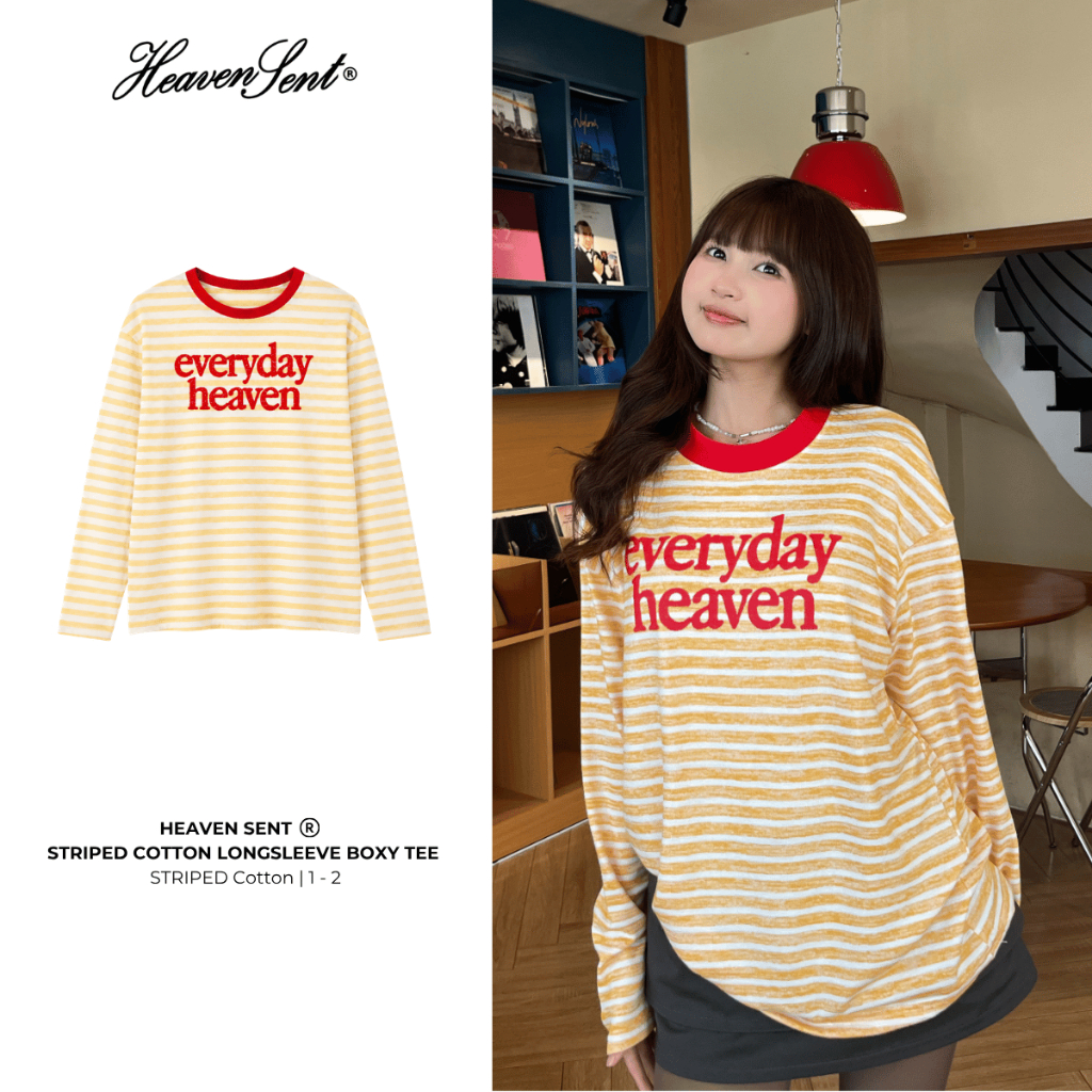 [SVIP] Áo Thun Cotton Sọc Longsleeve Heaven Sent "Everyday Heaven" Form Boxy Tee - HS_TS014