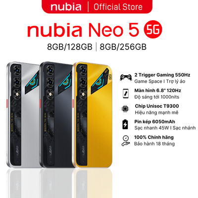 Điện thoại Gaming Nubia Neo 3 & Neo 5 5G - 2 công nghệ tản nhiệt I Pin kép 6050 mAh I Gaming trigger I 6.8" FHD 120Hz