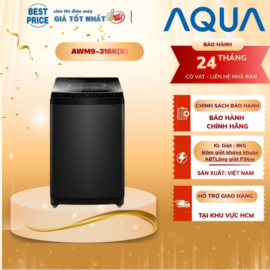 AWM9-316K(B) - Máy giặt Aqua 9 kg - Hàng chính hãng AWM9-316K(B)
