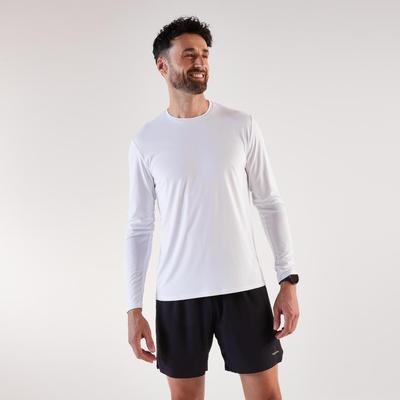Áo thun chạy bộ nam dài tay chống tia UV DECATHLON Dry 500 UV trắng