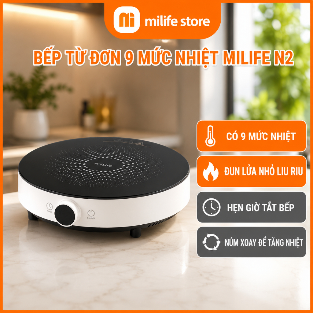 Bếp từ đơn miLife Youth Lite N2 điều chỉnh 9 mức nhiệt