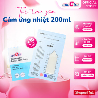 Túi trữ sữa spectra - cảm ứng nhiệt, 02 khóa zip, 200ml, hàng chính hãng