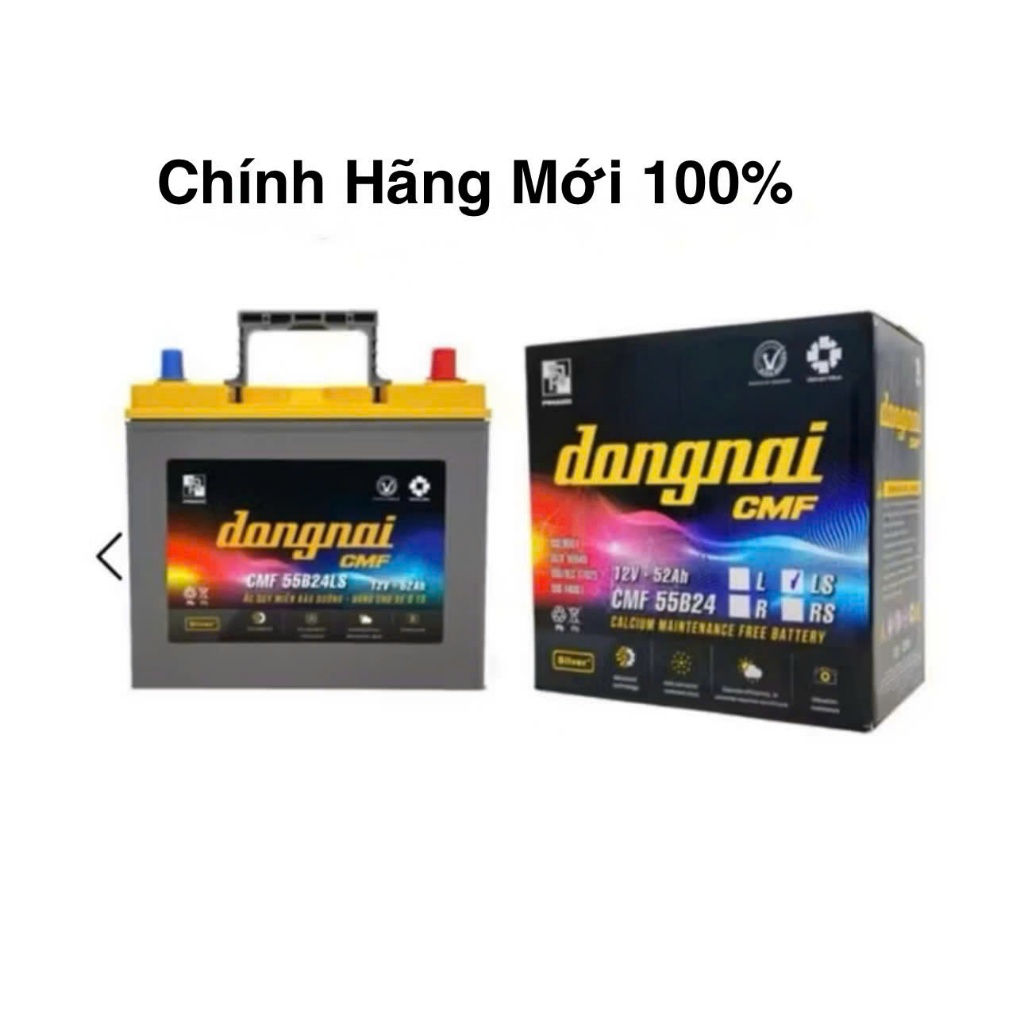 Bình ắc quy 12v miễn bảo dưỡng đồng nai CMF 55B24LS 52ah (cọc to) xe vios,crv,hrv,,,