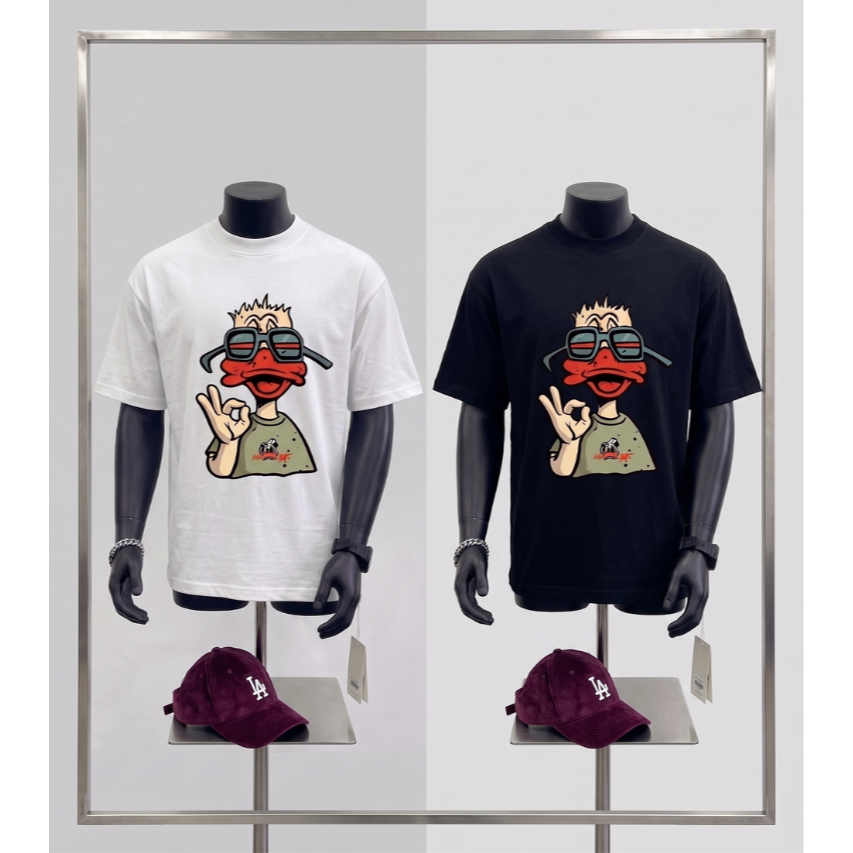 Áo Phông Unisex In Hình Con Vịt Hoạt Hình - Áo Thun 100% Cotton 260GSM Dày Dặn Đứng Form Tay Lỡ Over