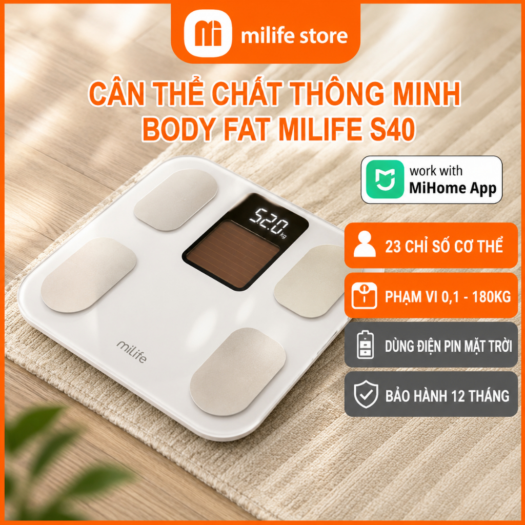 Cân điện tử milife InBody thông minh phân tích chỉ số cơ thể, kết nối app  S400/S40 / S200 / S20/ S2