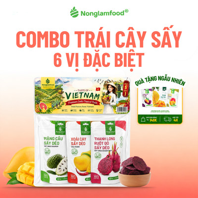 Combo B1 Trái Cây Sấy Dẻo 6 Vị Đặc Biệt NONGLAMFOOD Dẻo Mềm Chua Ngọt Hài Hòa Trái Cây Sấy Đồ Ăn Vặt