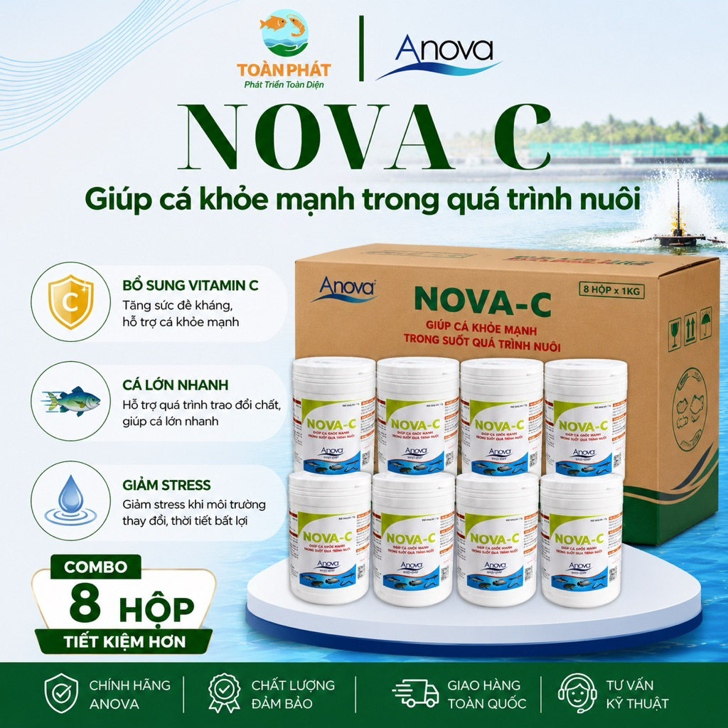 [Mã Thùng] Anova Nova C - Bổ Sung Vitamin C Giúp Cá Khỏe Mạnh Chống Lớn - Thùng 8 hộp