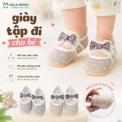 Giày tập đi cho bé Ualarogo sandal đế cao su chống trượt an toàn quai dán điều chỉnh UR 0918