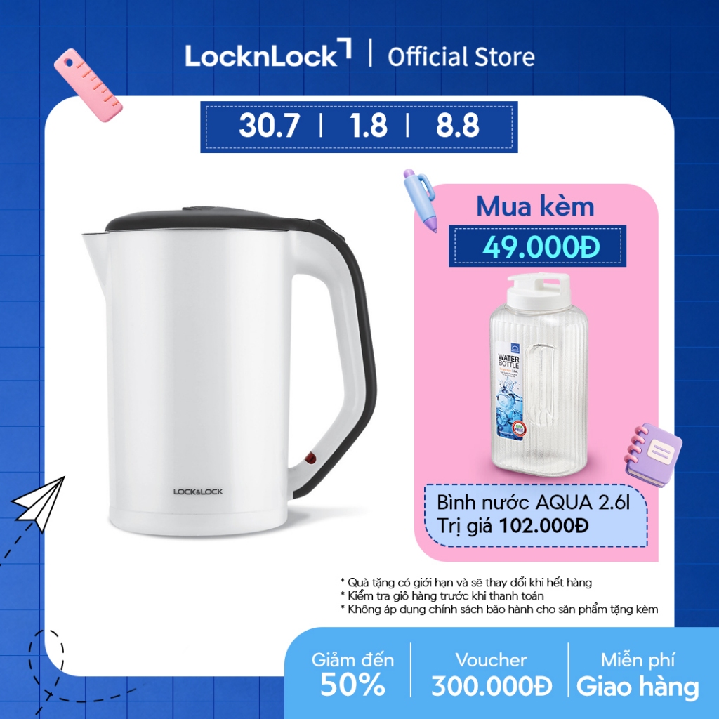 Bình Đun Siêu Tốc Lock&Lock (1.7L) Trắng EJK738WHT