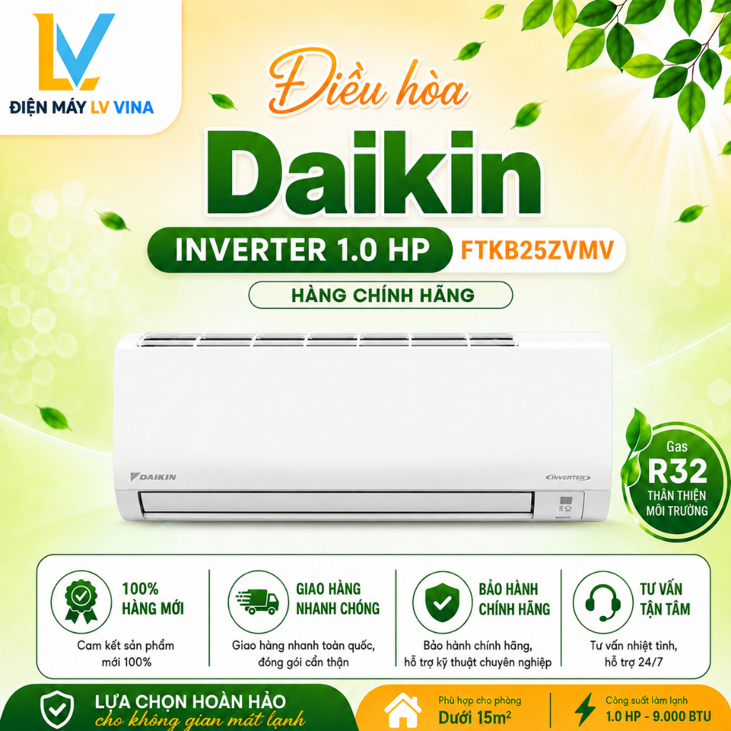 FTKB25ZVMV | Điều hòa Daikin Inverter 1.0 HP FTKB25ZVMV - Hàng chính hãng