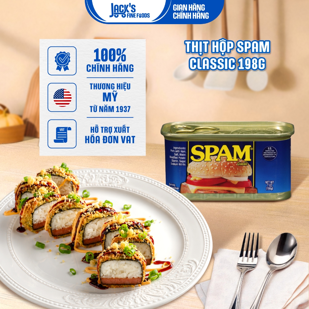 Thịt Heo Hộp SPAM Classic 198g - Nhập Khẩu Mỹ | Hormel SPAM Classic 198g