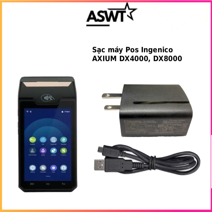 Sạc máy pos Ingenico AXIUM DX4000 DX8000 USB type C bảo hành 1 năm