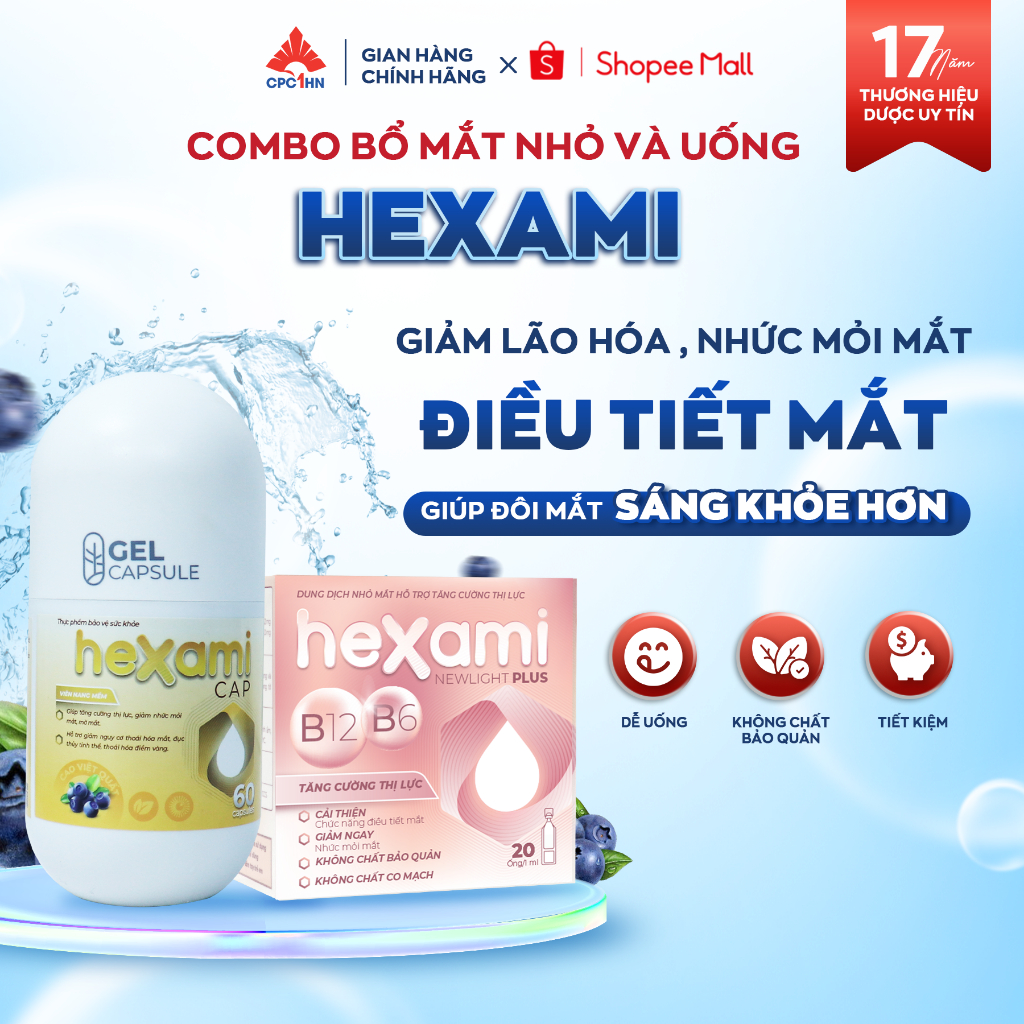 Combo Bổ Mắt HEXAMI Giảm Nhức Mỏi Mắt, Khô Mắt Hỗ Tăng Cường Thị Lực Bảo Vệ Mắt