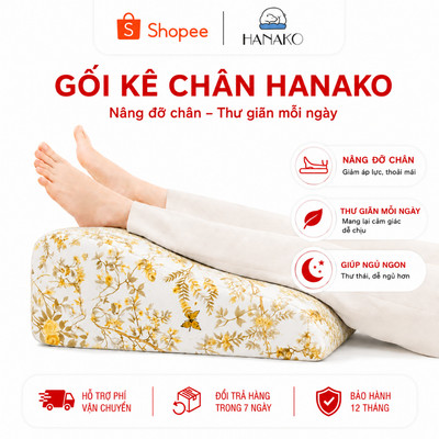 [BEST SELLER] Gối Kê Chân Làm Dịu Tĩnh Mạch Hanako Màu Hoa Vàng - Cải Thiện Giảm Tê Mỏi, Hỗ Trợ Lưu Thông Máu