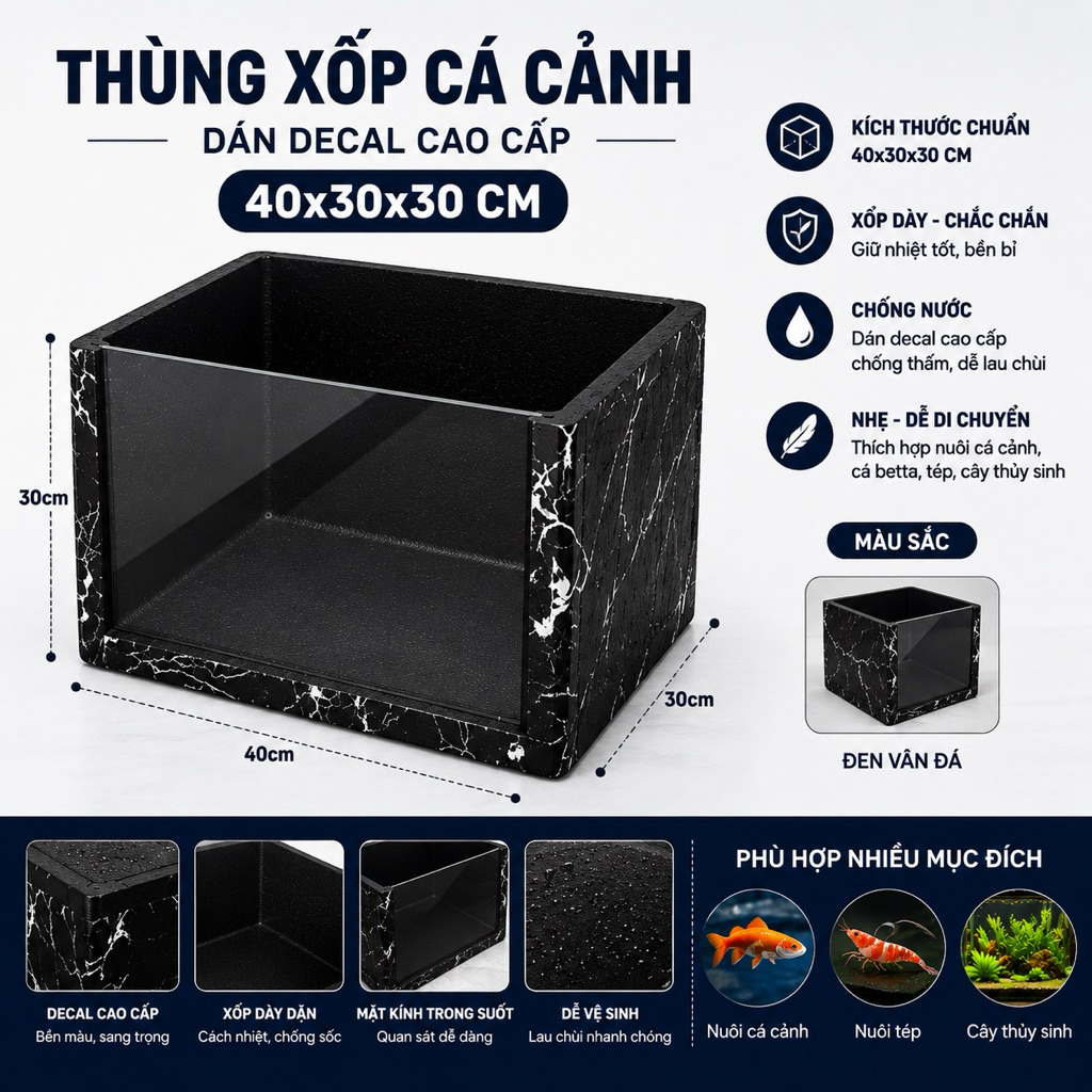 THÙNG XỐP ỐP KÍNH DÁN DECAL [40x30x30]