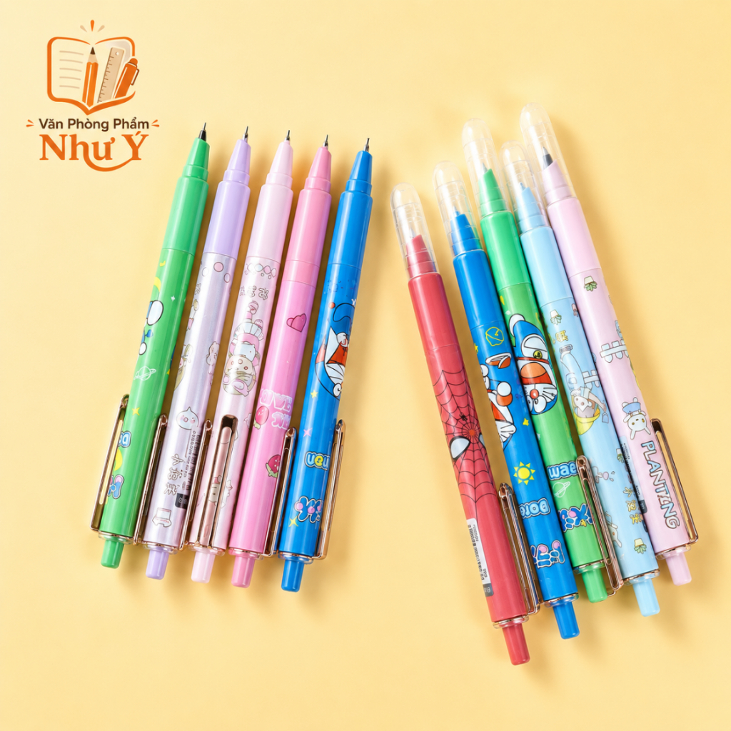 Combo 5 Bút Máy Bấm Ngòi Kim Mài Êm Tẩy Xóa Được, Bút Luyện Chữ Cho Học Sinh Tặng Mực Ống VPP Như Ý NY26