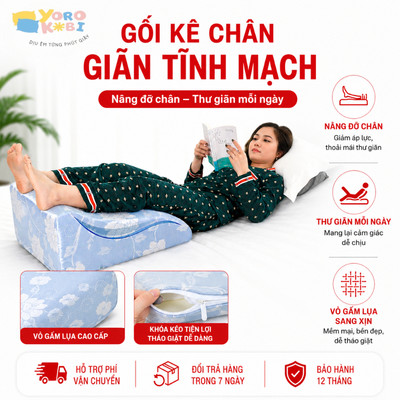Gối Kê Chân Chống Giãn Tĩnh Mạch Chuyên Dụng Yorokobi KT 25&28CM - TEM CHÍNH HÃNG Đánh Giá Thật, Lượt Mua Thật