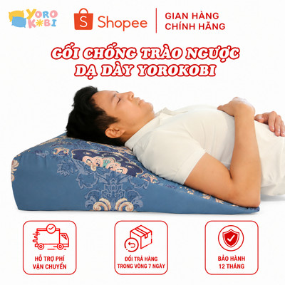 Gối Chống Trào Ngược Dạ Dày Người Lớn Yorokobi - Hỗ Trợ Giảm Trào Ngược, Giảm Ho Đêm, Ngứa Họng, Bo Tròn Chống Trượt