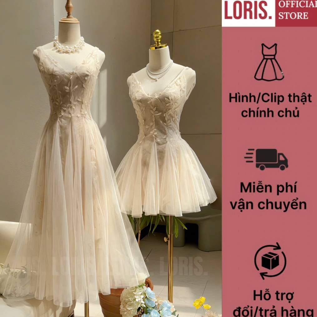 LORIS - Posy Dress, Đầm hai dây ren dáng ngắn