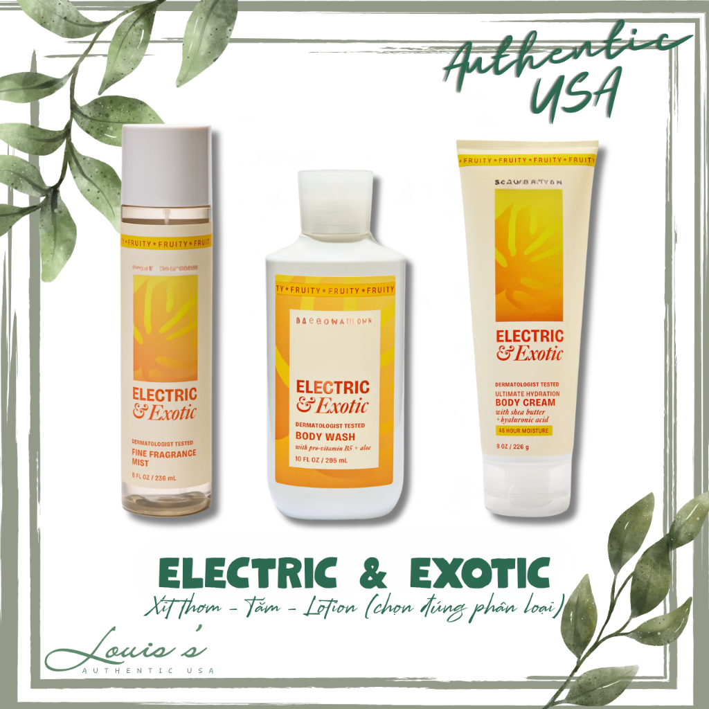 [ FULL ] Body Mist ELECTRIC & EXOTIC (trái cây) - Xịt thơm cơ thể Tắm Cream