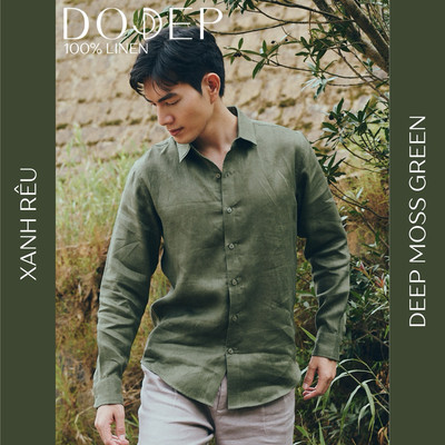 DODEP Áo sơ mi nam linen 100% tay dài