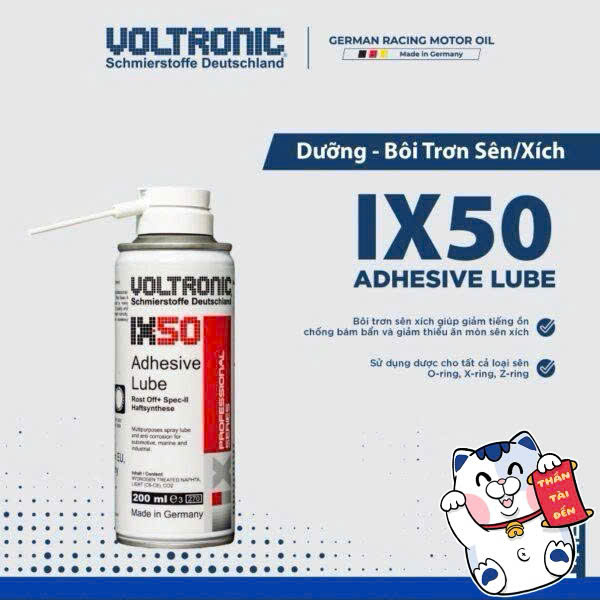 Dưỡng Sên Voltronic IX50 Adhesive Lube - Chain Lube 200ML + Vệ Sinh Sên Voltronic IX69 800ML Germany