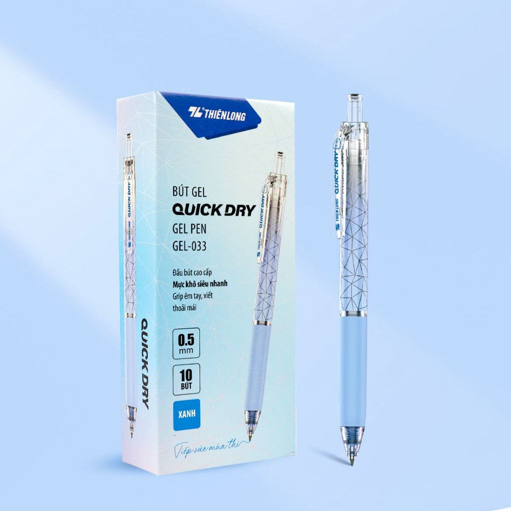 Combo 12 cây Bút gel Quick Dry Thiên Long GEL-033 - Mực khô siêu nhanh