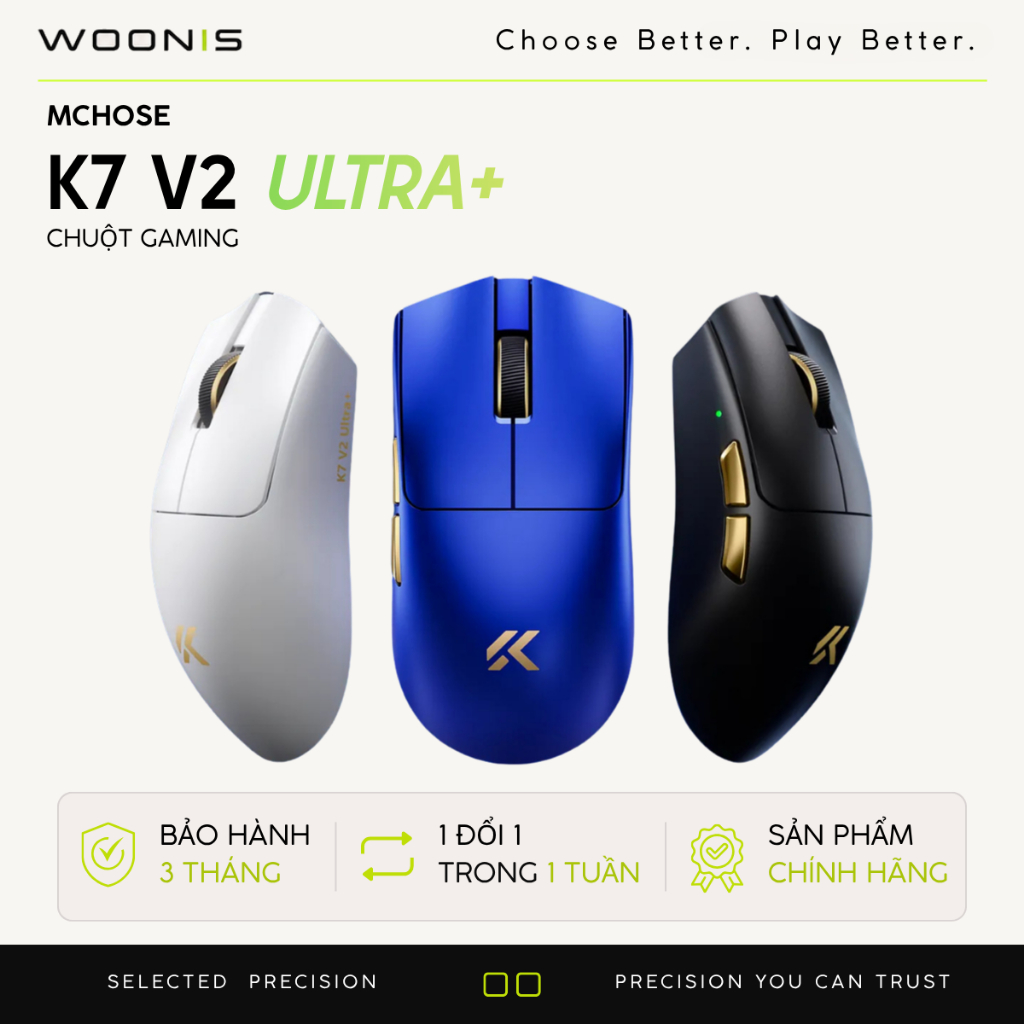 Chuột Gaming Mchose K7 Ultra / K7 V2 Ultra | Siêu Phẩm 8K | PAW3955 TI | NORDIC 54L | Nhẹ 59g | Kèm 