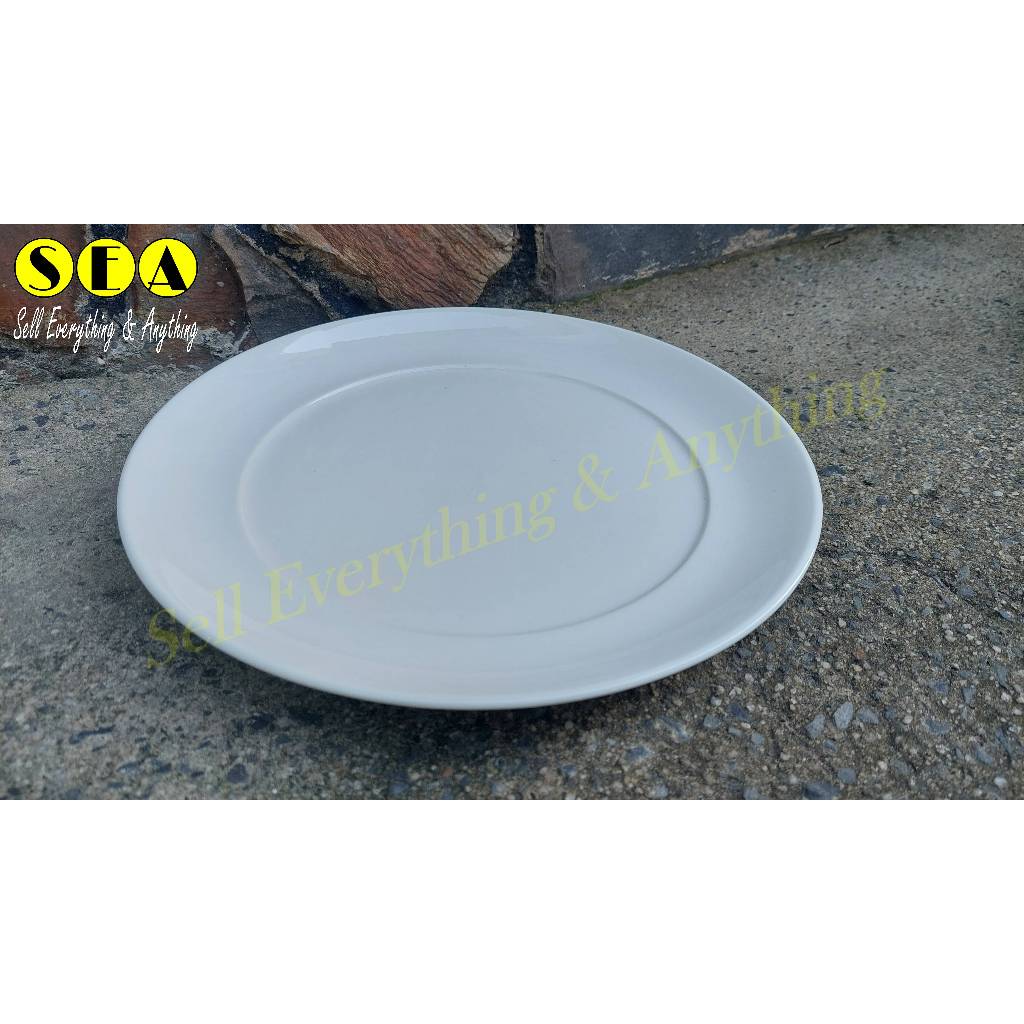 [SEA] Dĩa sứ trắng trơn Minh Long LYS HORECA IVORY PORCELAIN miệng nông, hình tròn, size lớn 31cm