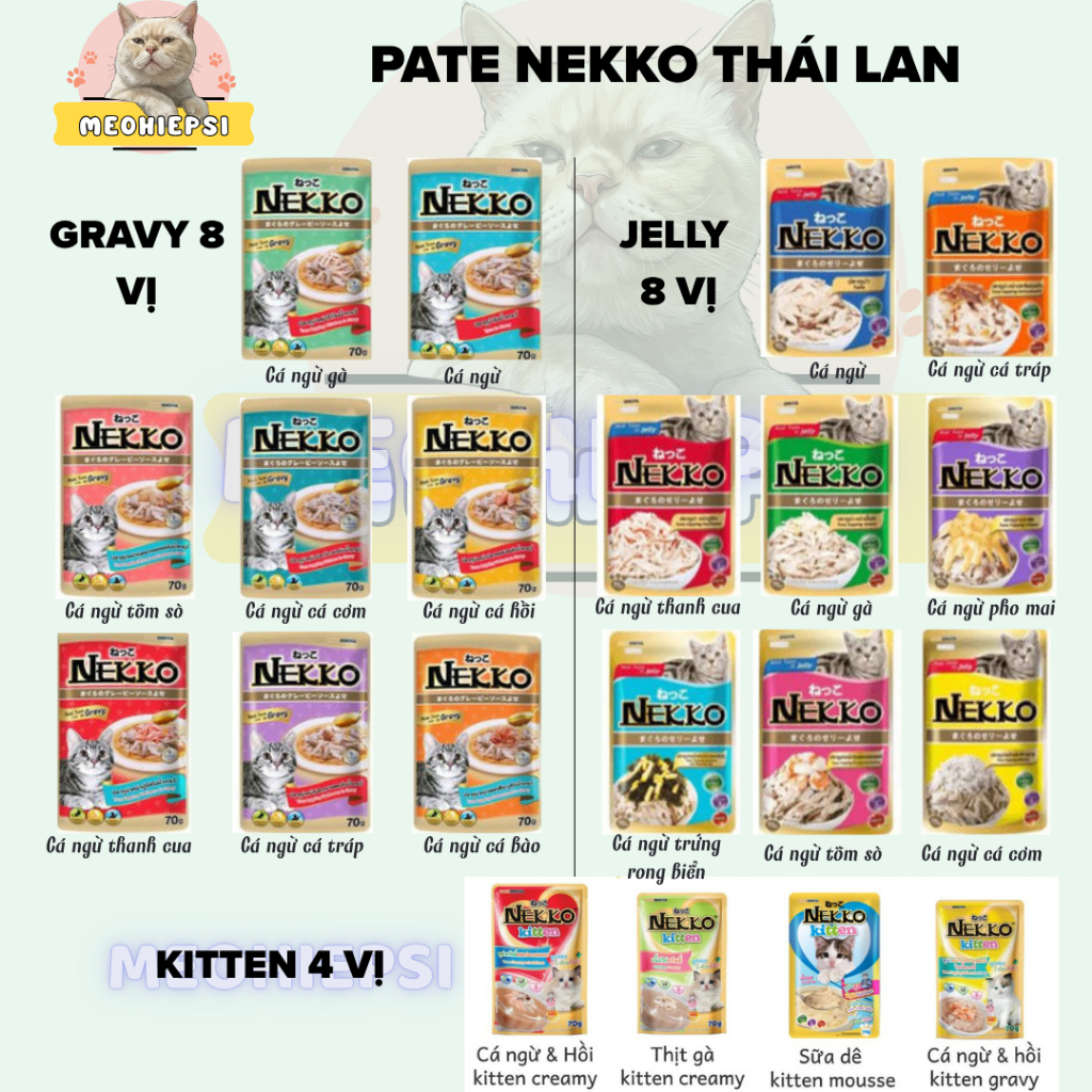 Combo 3-5 gói Pate Nekko Thái Lan - Pate Nekko Cho Mèo Mọi Lứa Tuổi