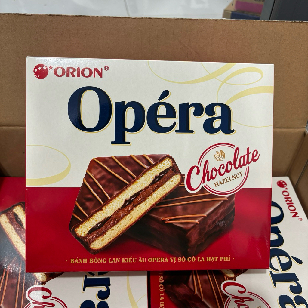 Bánh bông lan Opera orion - Socola hạt phỉ ( hộp 12 gói)