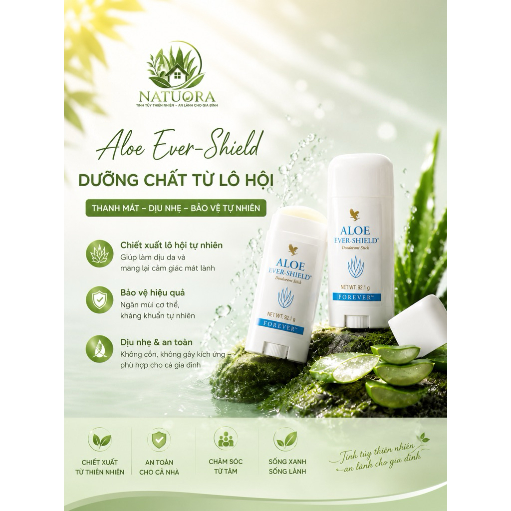[CHÍNH HÃNG FLP] Sáp Khử Mùi Lô Hội Thảo Mộc Forever Aloe Ever-Shield (#067) - Nhập Khẩu Mỹ
