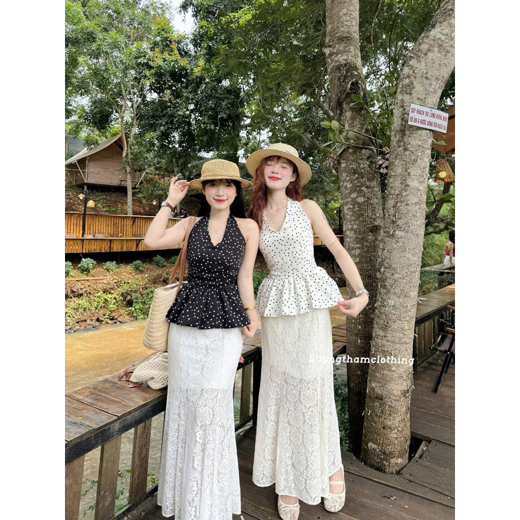 Set bộ đồ lam đi chùa thiết kế vải Quảng Châu đính nút ngọc kèm phụ kiện bao xinh - ELUNA