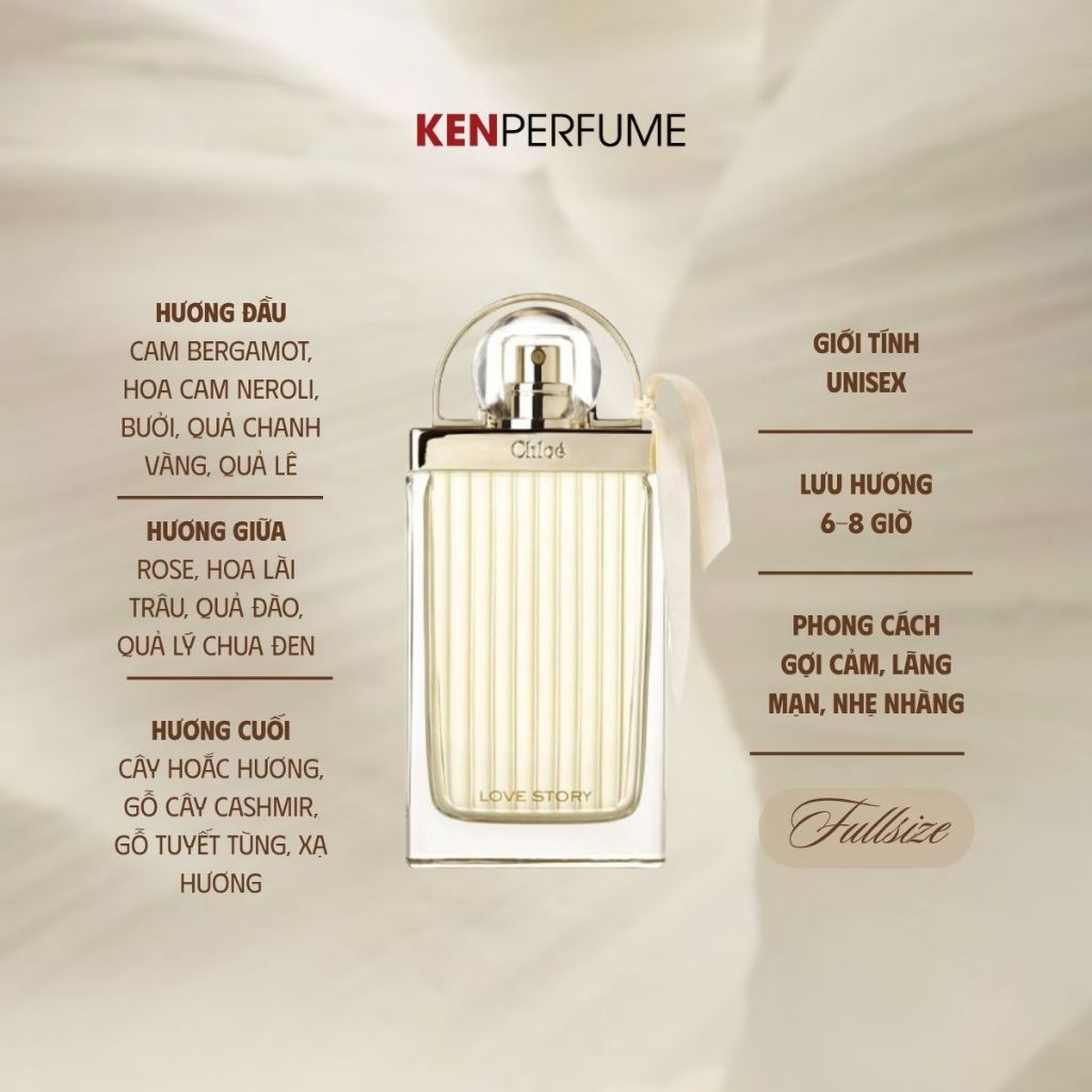 Nước hoa Fullsize 30ML| 75ML Chloe Love Story | Nước Hoa Nữ | Ken Perfume