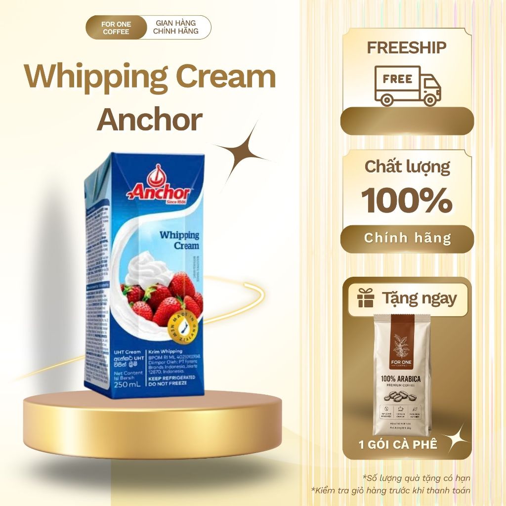 [HCM] Kem Tươi Whipping Cream Anchor 250ml Chính Hãng - Dùng Làm Bánh, Pha Chế & Tạo Bọt Sữa