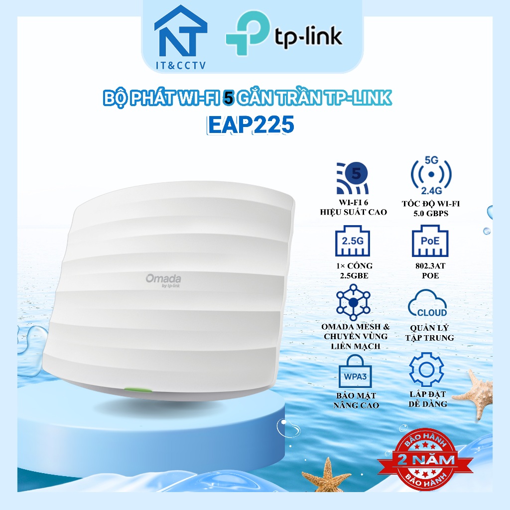 [Chính Hãng] TP-Link EAP115 EAP225 EAP245 Access Point Gắn Trần WiFi Omada N300 AC1350 AC1750