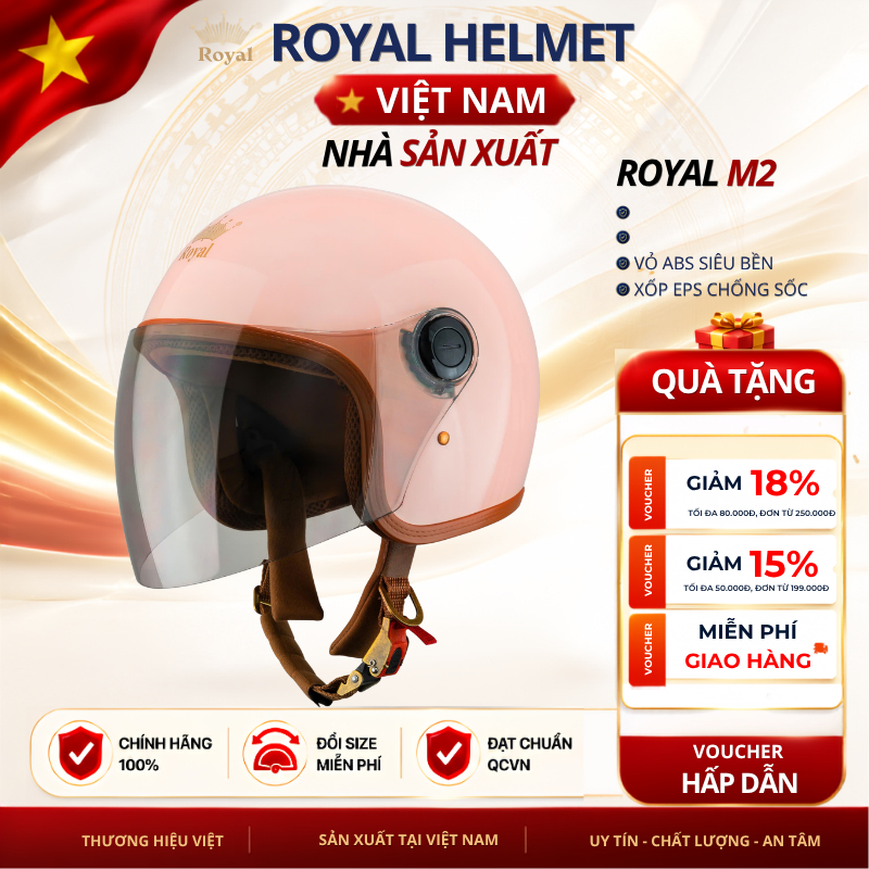 Mũ Bảo Hiểm Royal Chính Hãng M339, Nón Bảo Hiểm 3/4 Royal Có Kính An Toàn Royal Helmet VietNam