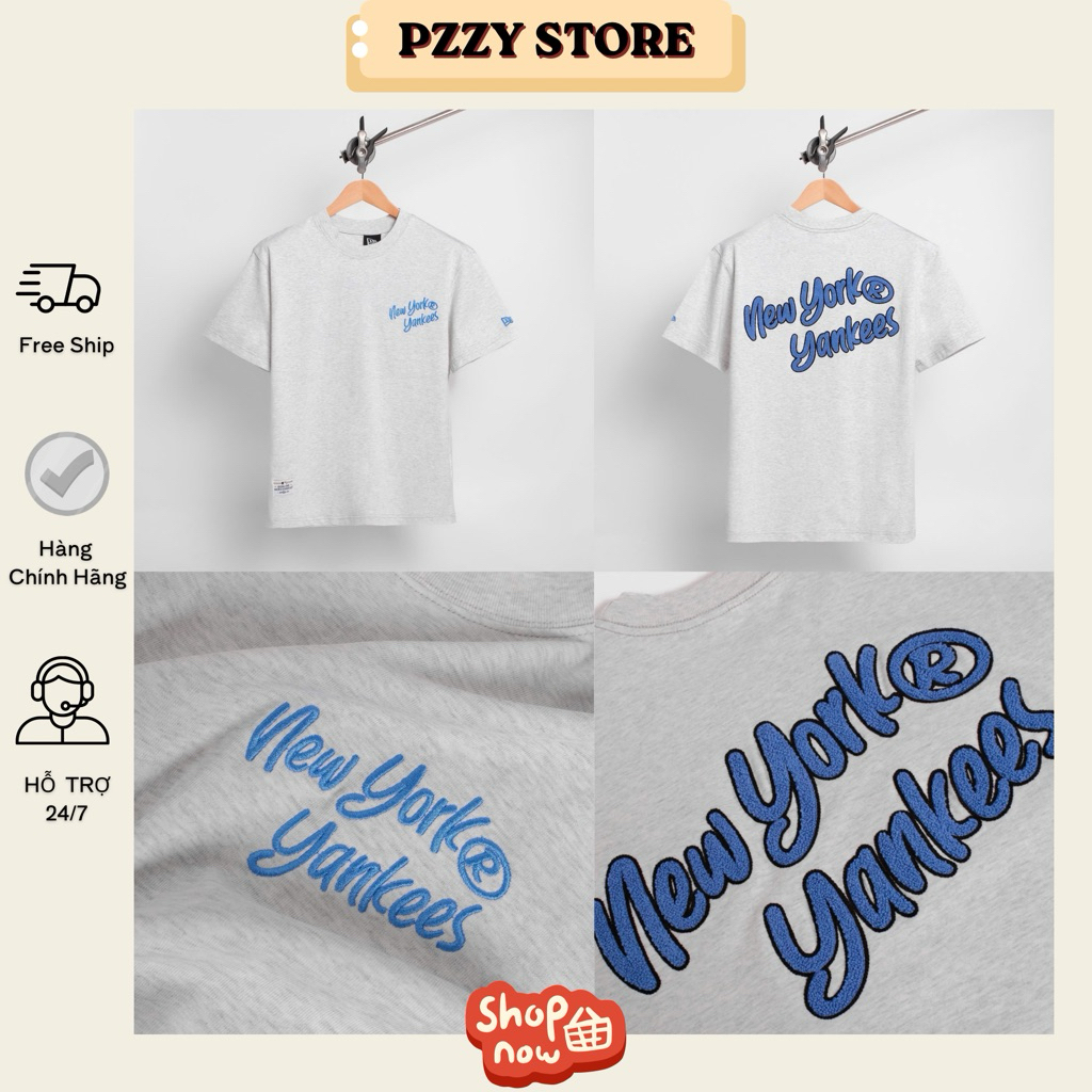 Áo Thun New Era New York Xám Thêu Xù Hàng Auth | PzzyStore