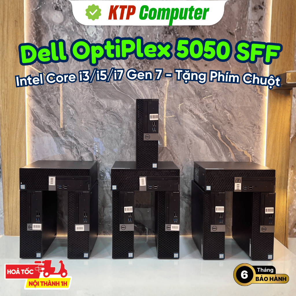 Máy Bộ Dell Optilex 5050 SFF (i3/i5/i7 Gen 7 - Ram 8/16/32gb - SSD 128/256/512GB) Tặng Phím Chuột
