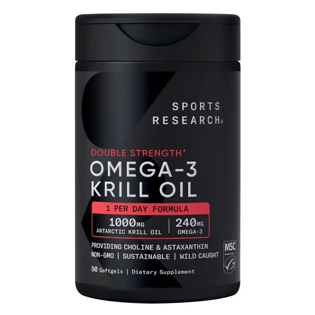 Dầu nhuyễn thể Omega-3 Double Strength Omega-3 Krill Oil 1000mg 90 viên Sports Research - Thebeautyv