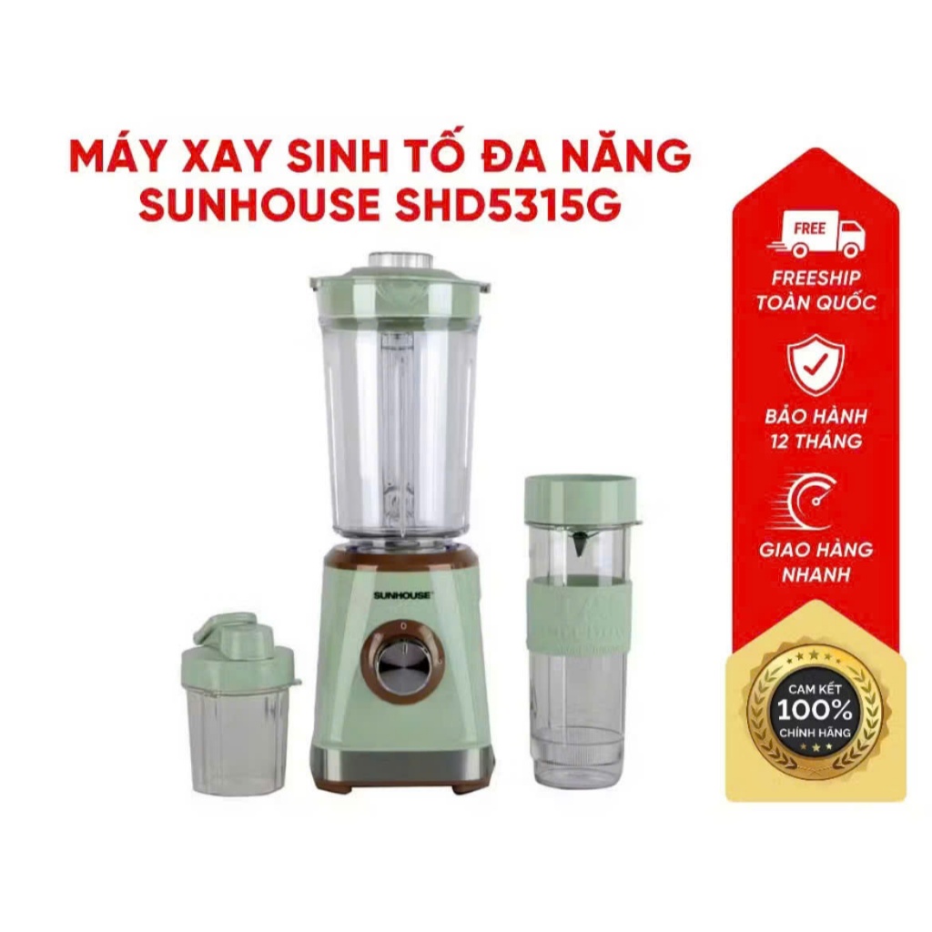 Máy Xay Sinh Tố Đa Năng SUNHOUSE SHD 5315G,Cối Xay Làm Bằng Nhựa ABS Siêu Bền,Bảo Hành 12 Tháng