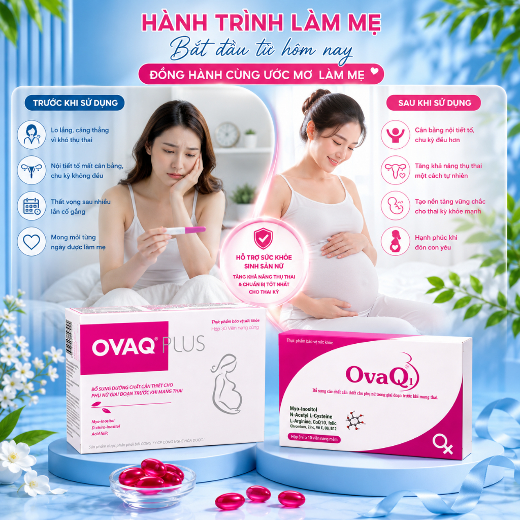 Viên uống bổ trứng OvaQ1 & Ovaq plus hỗ trợ sinh sản nữ (ovaq 1)