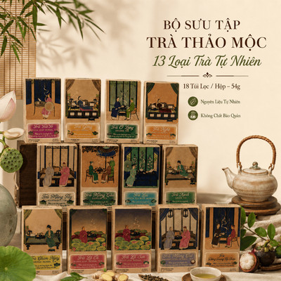 Hộp Trà Túi Lọc Nam Xanh, Trà Thảo Mộc, Nguyên Liệu Tự Nhiên, Hộp Giấy Sang Trọng, Hộp 18 Gói